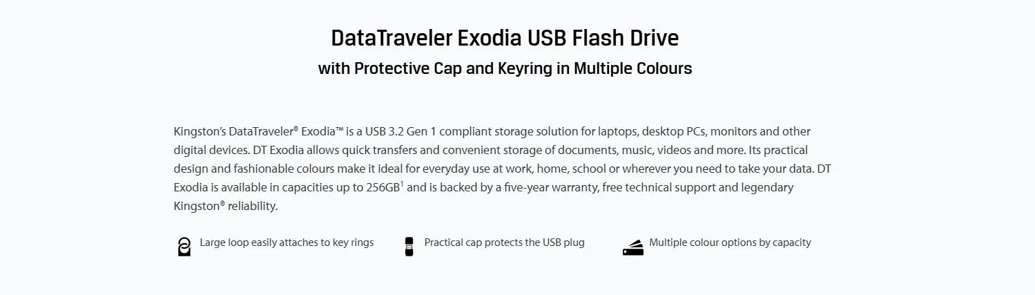 Kingston 64GB DataTraveler Exodia USB A 3.2 Flash Drive