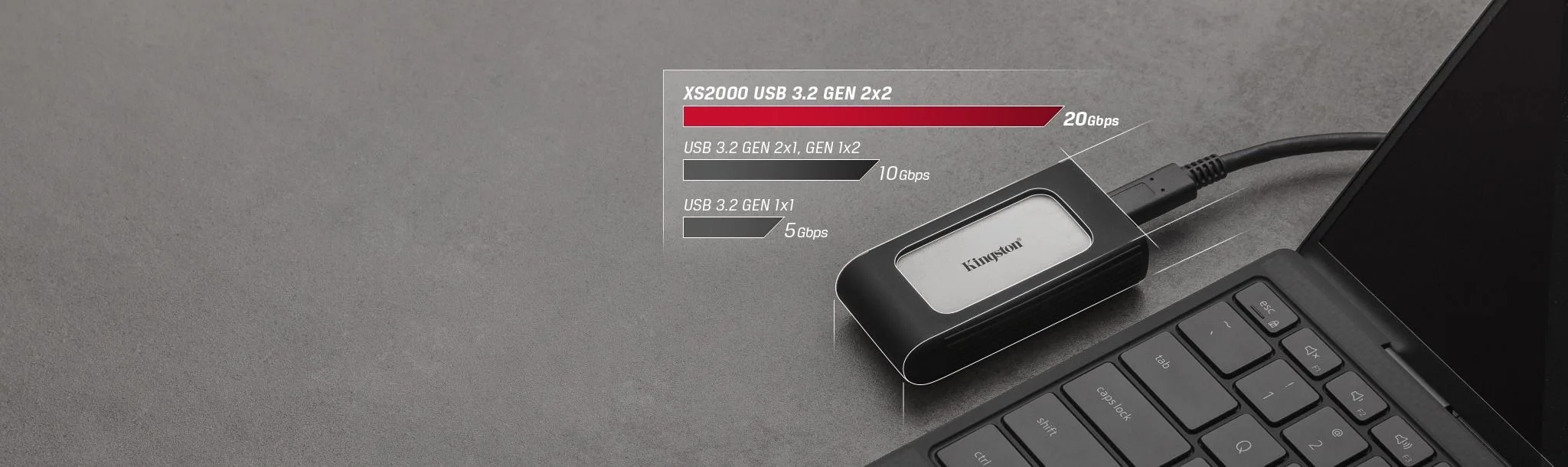 قرص SSD خارجي Kingston XS2000 سعة 1TB بحجم الجيب USB 3.2 Gen 2 Type-C