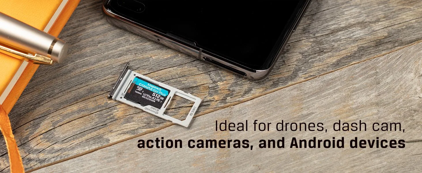 بطاقة ذاكرة MicroSDXC من Kingston Canvas Go Plus سعة 128GB بسرعة 170 ميجابايت/ث UHS-I A2 U3 V30 مع محوّل