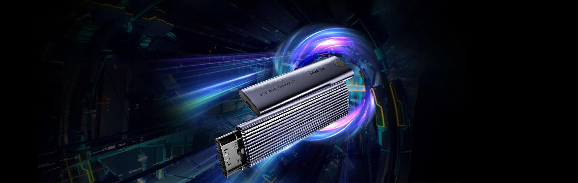 علبة SSD خارجية NETAC من الألمنيوم لأقراص NVMe بمنفذ USB 3.1 Gen 2 بسرعة 10Gbps مع الكوابل