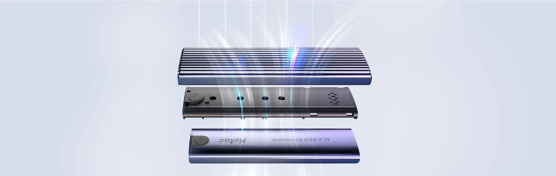 علبة SSD خارجية NETAC من الألمنيوم لأقراص NVMe بمنفذ USB 3.1 Gen 2 بسرعة 10Gbps مع الكوابل