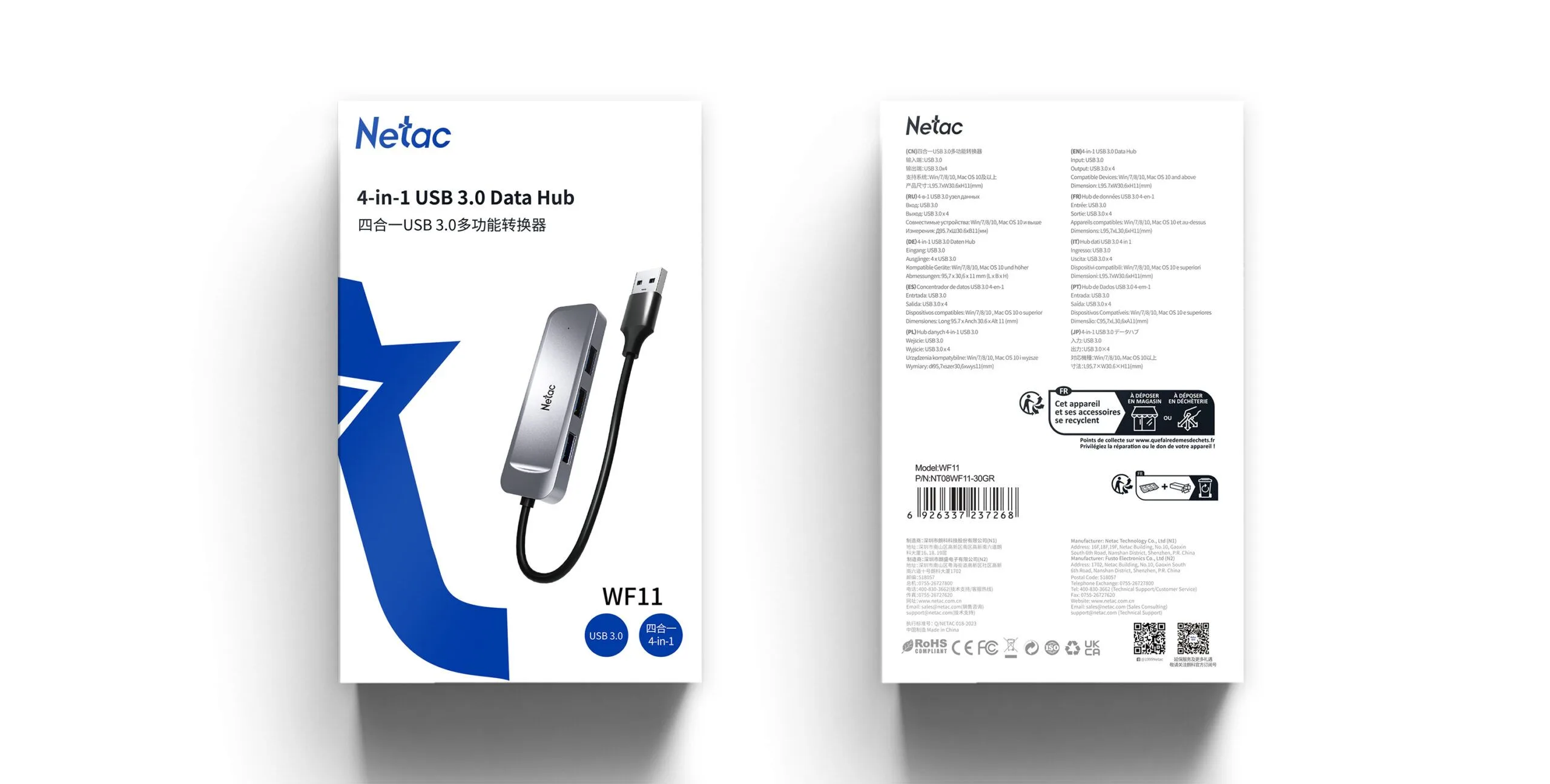 NETAC WF11 4 in 1 USB 3.0 Data HUB Extended HUB