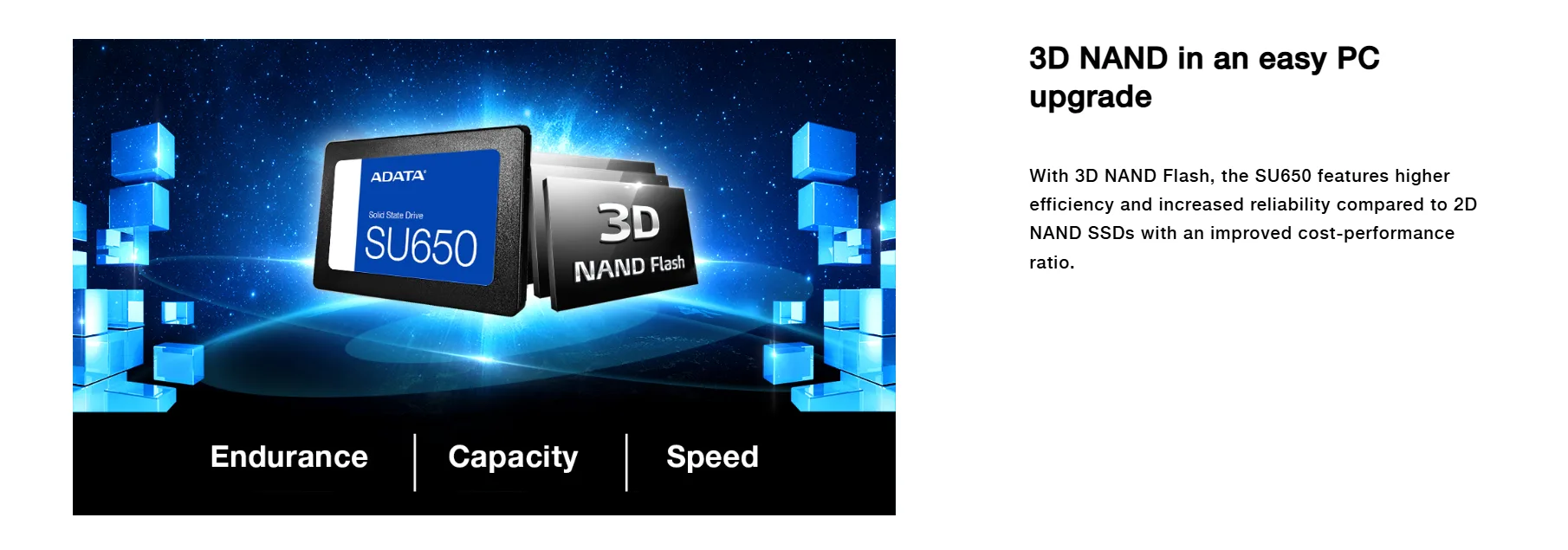 قرص SSD داخلي ADATA Ultimate SU650 سعة 512GB بواجهة SATA مقاس 2.5 بوصة