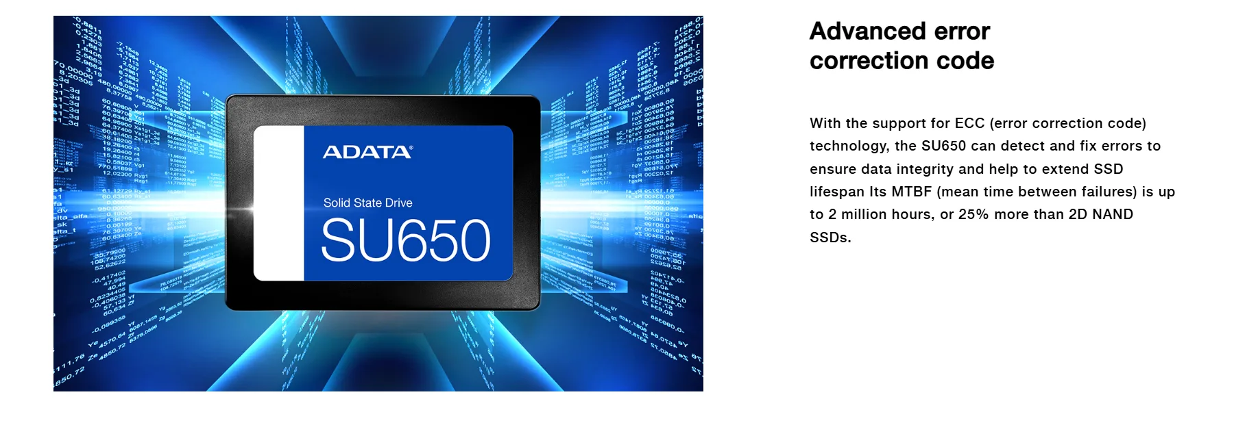 قرص SSD داخلي ADATA Ultimate SU650 سعة 512GB بواجهة SATA مقاس 2.5 بوصة