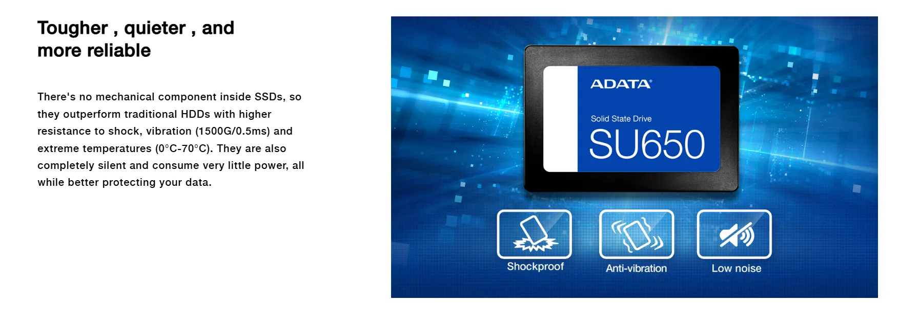 قرص SSD داخلي ADATA Ultimate SU650 سعة 512GB بواجهة SATA مقاس 2.5 بوصة