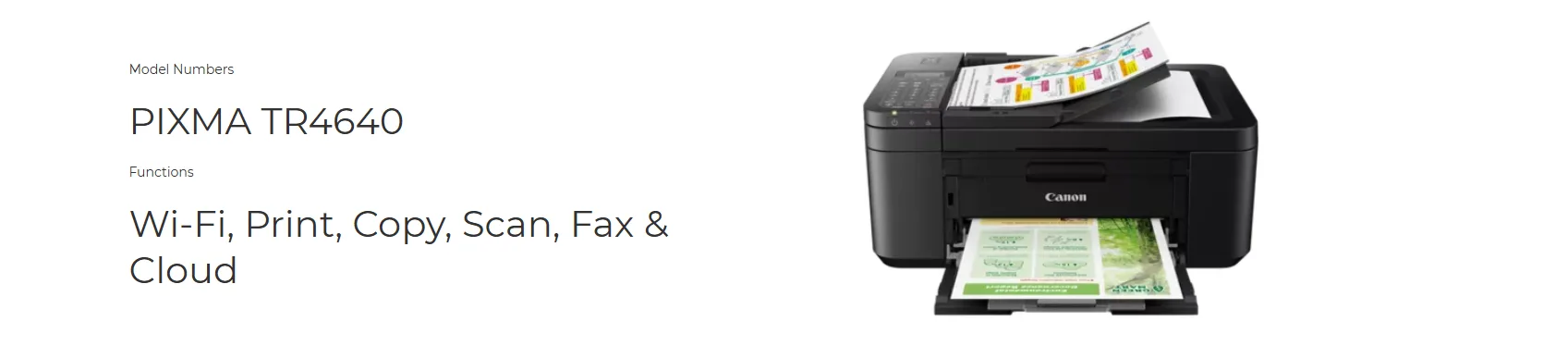 طابعة نافثة للحبر Canon PIXMA TR4640 ملونة A4 مع وحدة تغذية ADF وطباعة على الوجهين وWi-Fi - دقة 4800×1200