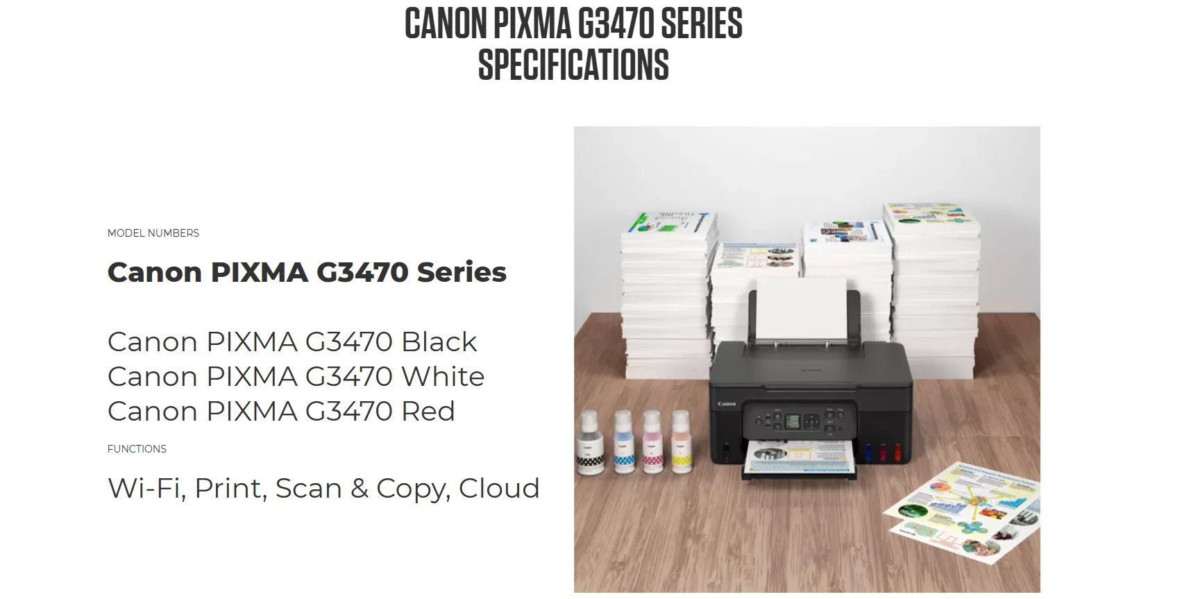 طابعة Canon PIXMA G3470 MegaTank لاسلكية ملونة 3 في 1 - أسود