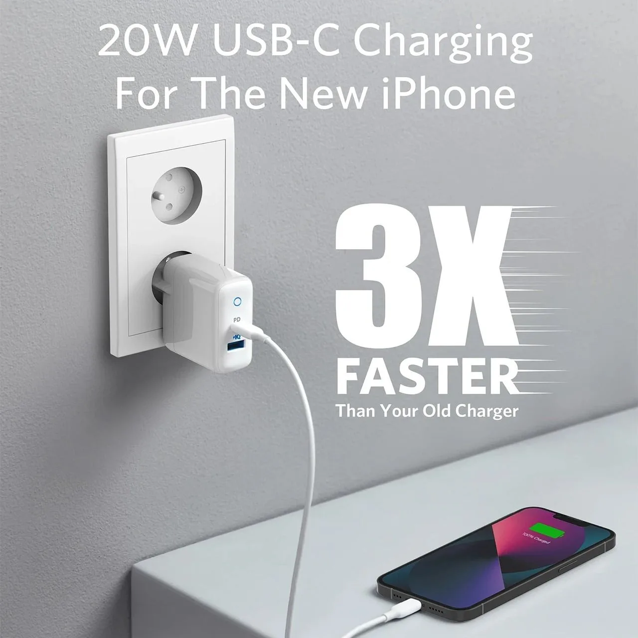 شاحن Anker PowerPort PD+2 بمنفذي USB-C وUSB-A - قدرة 35 واط