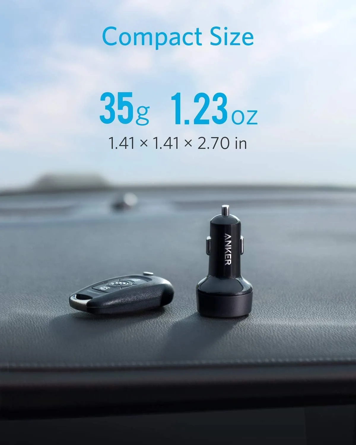 شاحن سيارة Anker PowerDrive PD+2 بمنفذي USB-C وUSB-A - قدرة 35 واط
