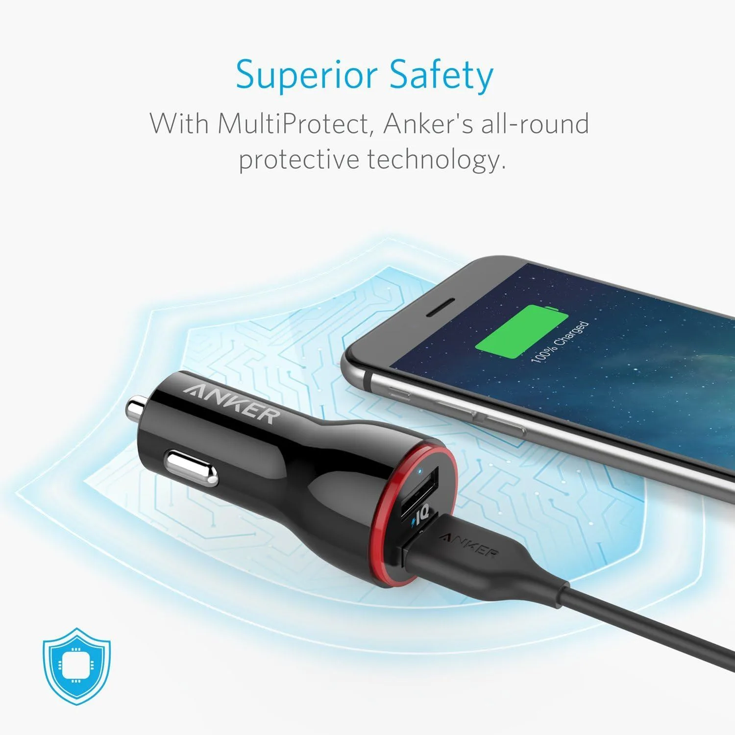 شاحن سيارة Anker PowerDrive 2 بمنفذي USB-A - تيار 4.8 أمبير