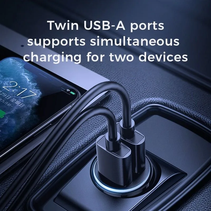 شاحن سيارة Joyroom بمنفذي USB-A - تيار 3.1 أمبير - أبيض