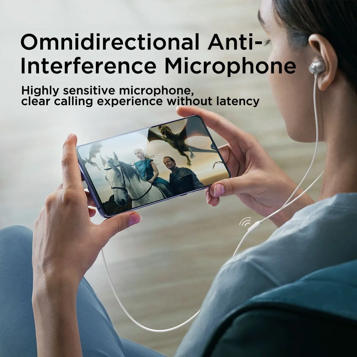 سماعة أذن سلكية Joyroom معدنية بمنفذ Type-C - فضي
