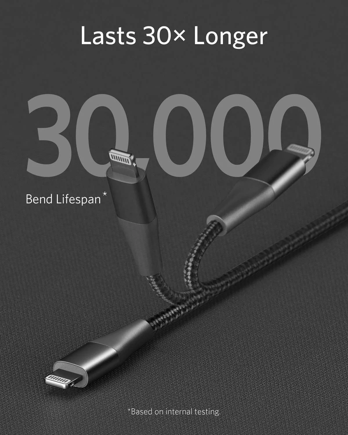 كابل Anker PowerLine+ II من USB-C إلى Lightning مجدول بالنايلون للشحن السريع - 1.8 متر