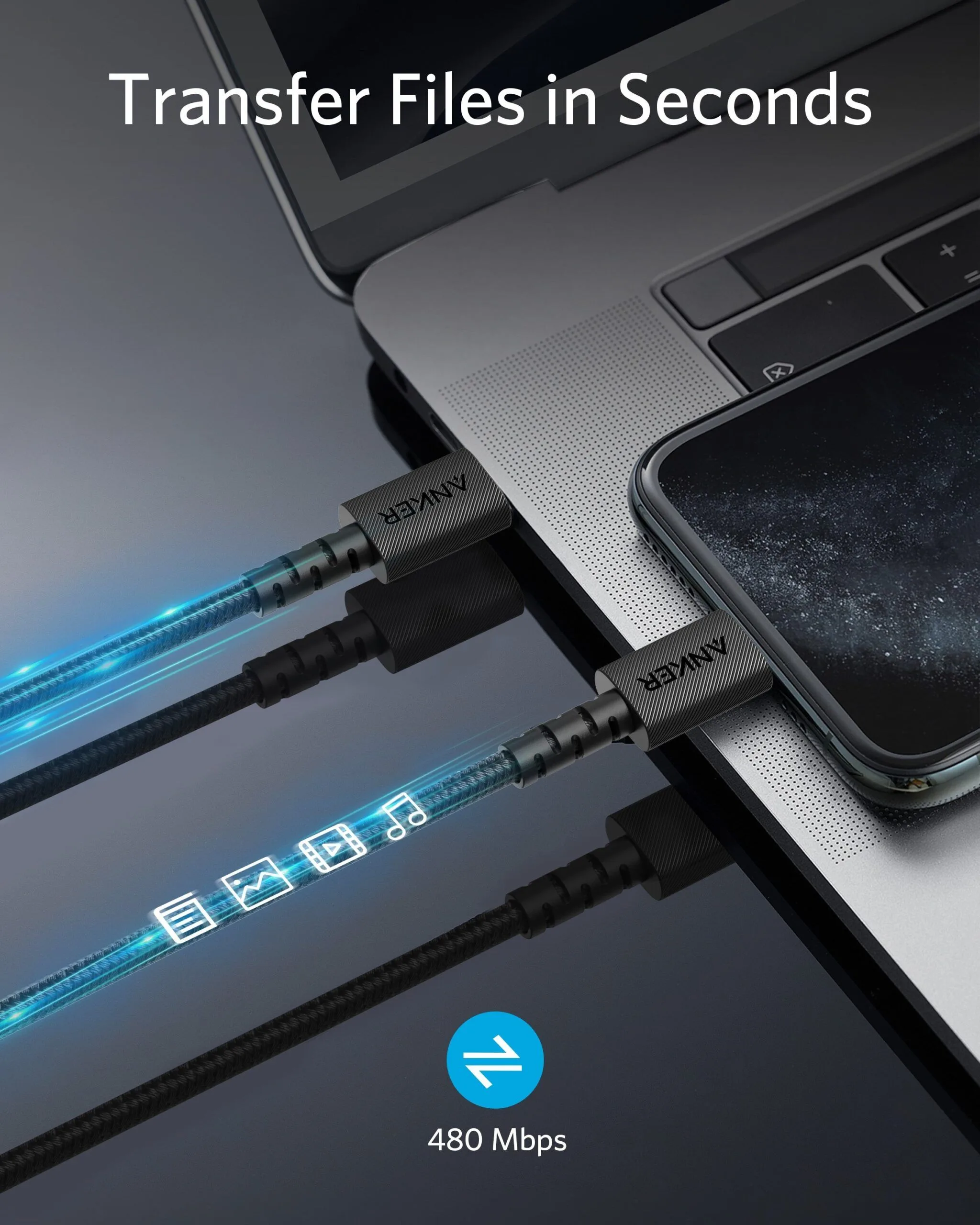 كابل Anker PowerLine Select+ من USB-C إلى Lightning من النايلون المتين - 1.8 متر