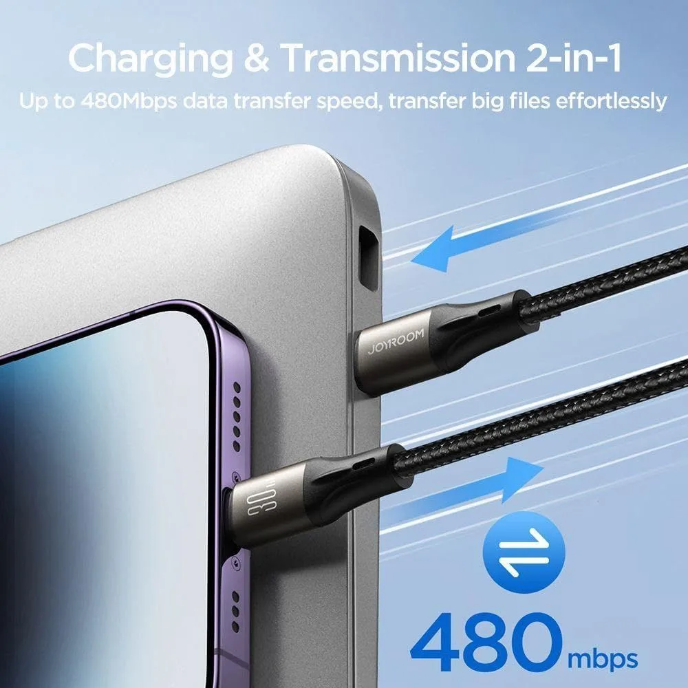 كابل Joyroom من Type-C إلى Lightning مجدول بالنايلون - 30 واط