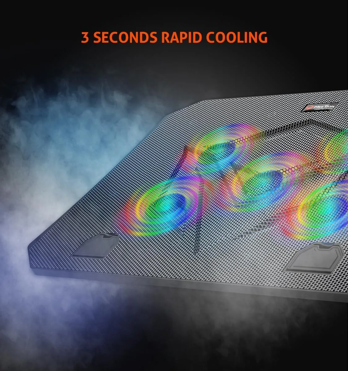مبرد لابتوب للألعاب Meetion بخمس مراوح وإضاءة RGB