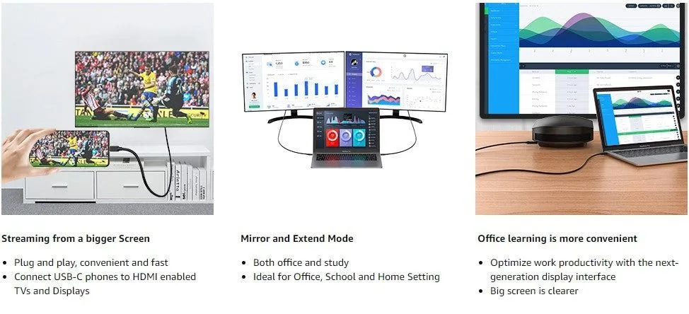 كابل Vention من Type-C إلى HDMI بدقة 4K - CGUBH