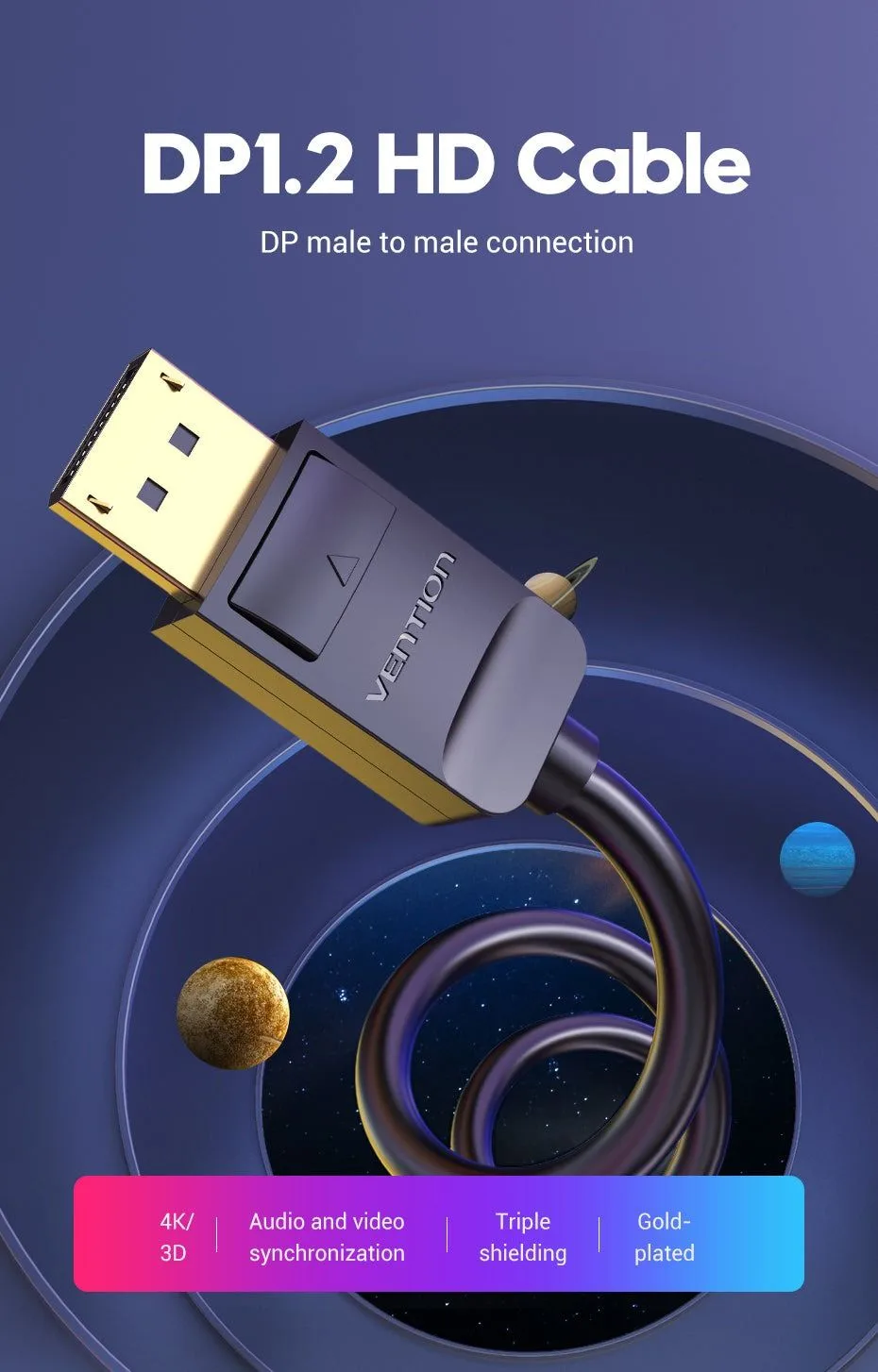كابل Vention من DisplayPort إلى DisplayPort بطول 5 أمتار - HACBJ