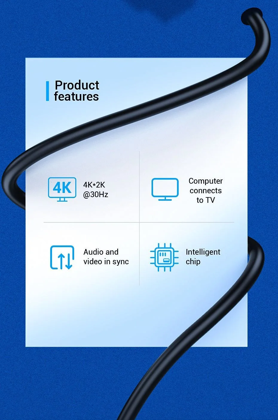 كابل Vention من DisplayPort إلى HDMI بدقة 4K بطول 3 أمتار - HAGBI
