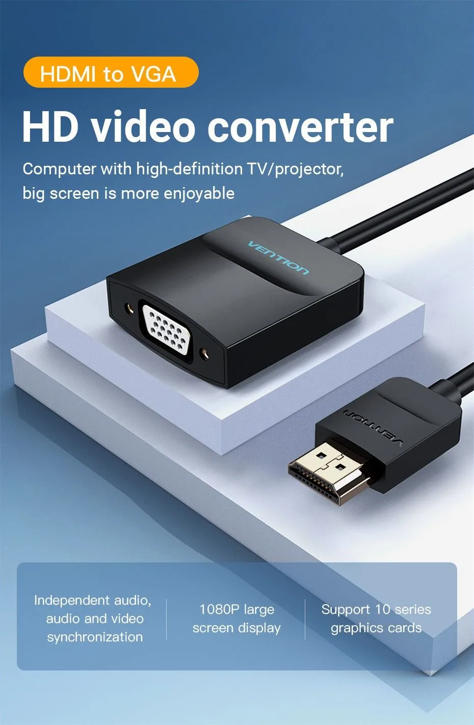 محوّل Vention من HDMI إلى VGA بطول 0.15 متر - أسود - 42154