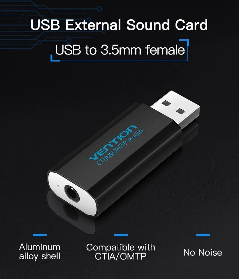 Vention USB External Sound Card Black Metal Type - VAB-S16-B