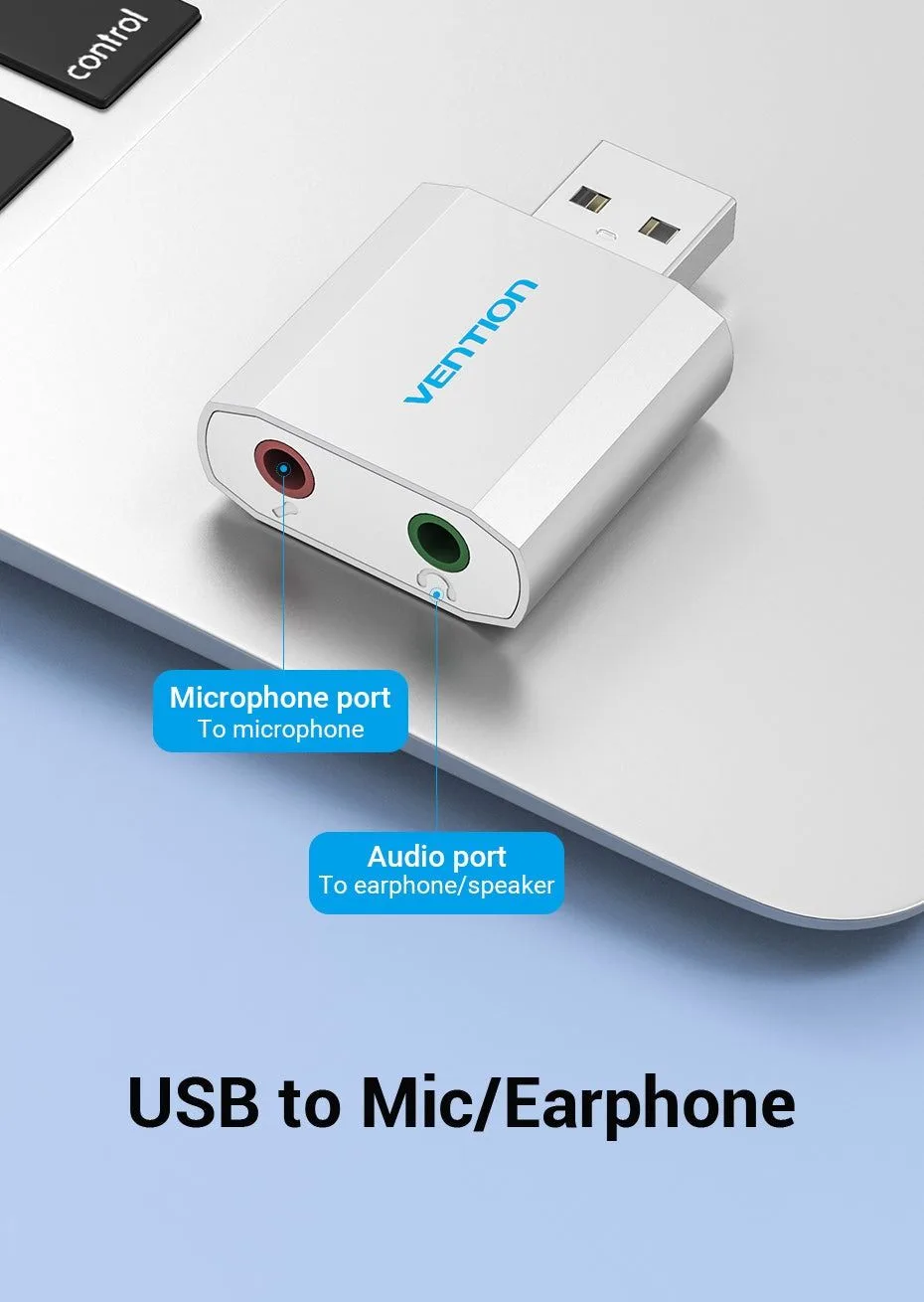 Vention USB External Sound Card Silvery Metal Type - VAB-S13