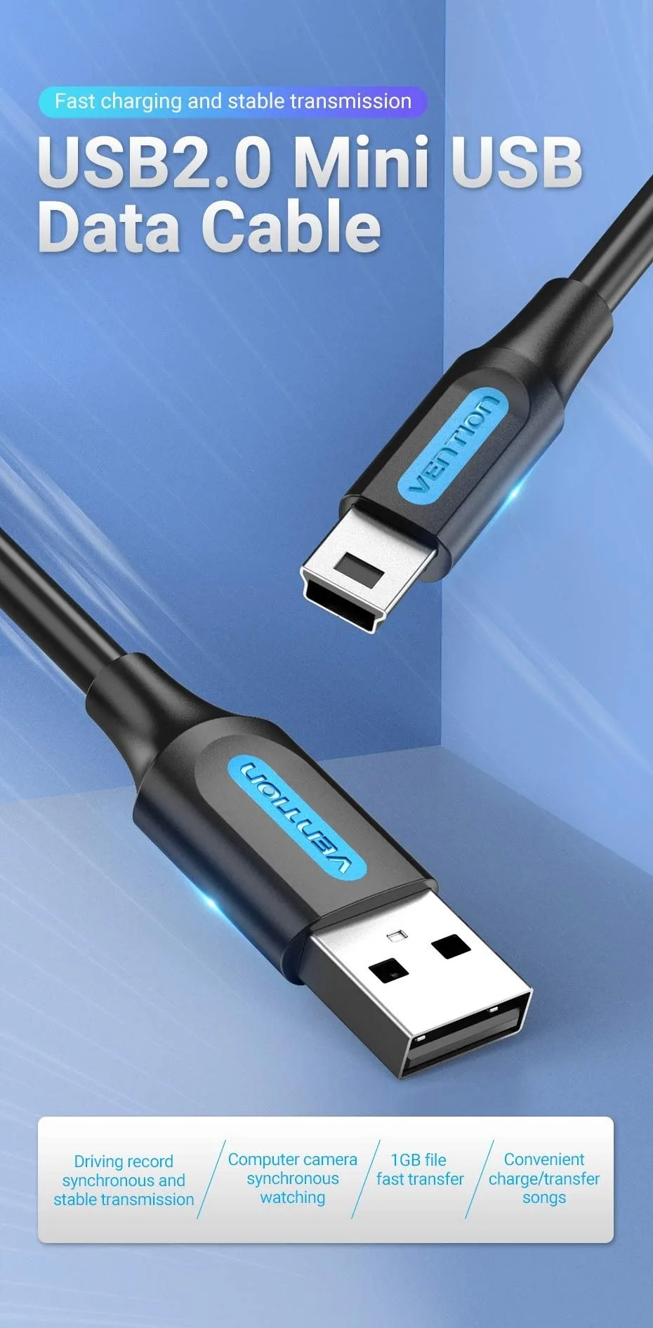 كابل Vention من USB-A 2.0 ذكر إلى Mini-B ذكر - COMBD