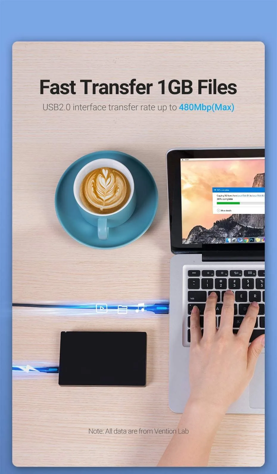كابل Vention من USB-A 2.0 ذكر إلى Mini-B ذكر - COMBD