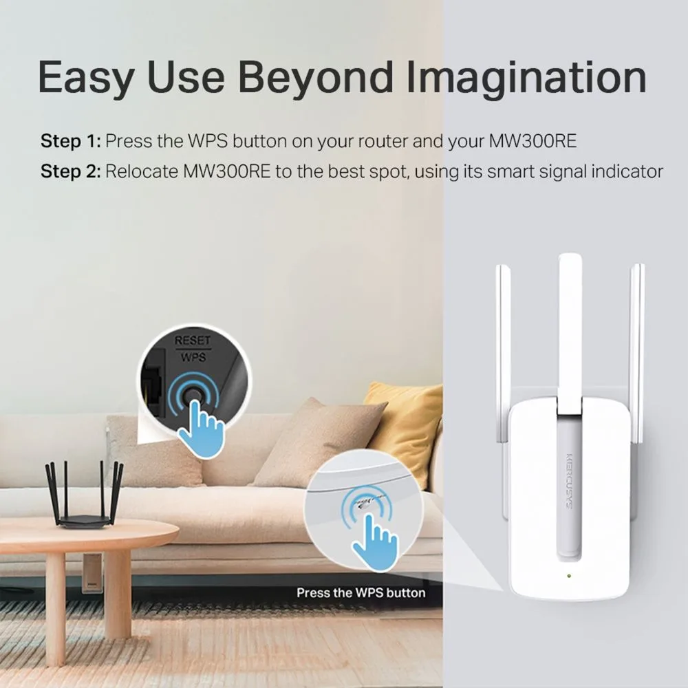 Mercusys 300 Mbps Wi-Fi Range Extender - MW300RE