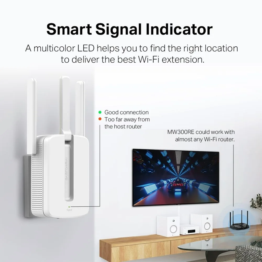 Mercusys 300 Mbps Wi-Fi Range Extender - MW300RE