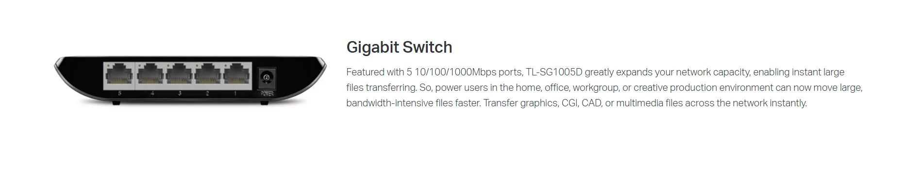 TP-Link 5-Port Gigabit Desktop Switch - TL-SG1005D
