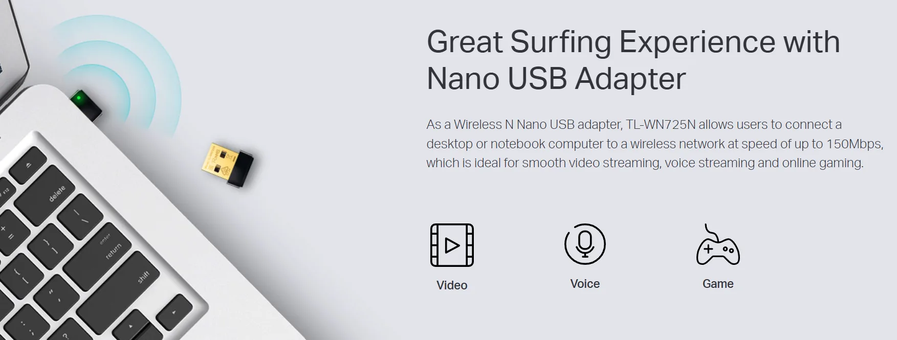 محوّل USB لاسلكي صغير TP-Link TL-WN725N بسرعة 150 ميجابت/ث