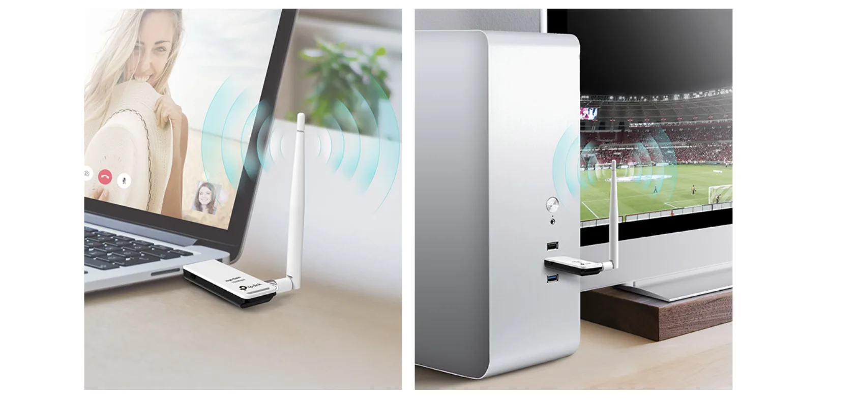 محوّل USB لاسلكي TP-Link TL-WN722N بهوائي عالي الكسب بسرعة 150 ميجابت/ث