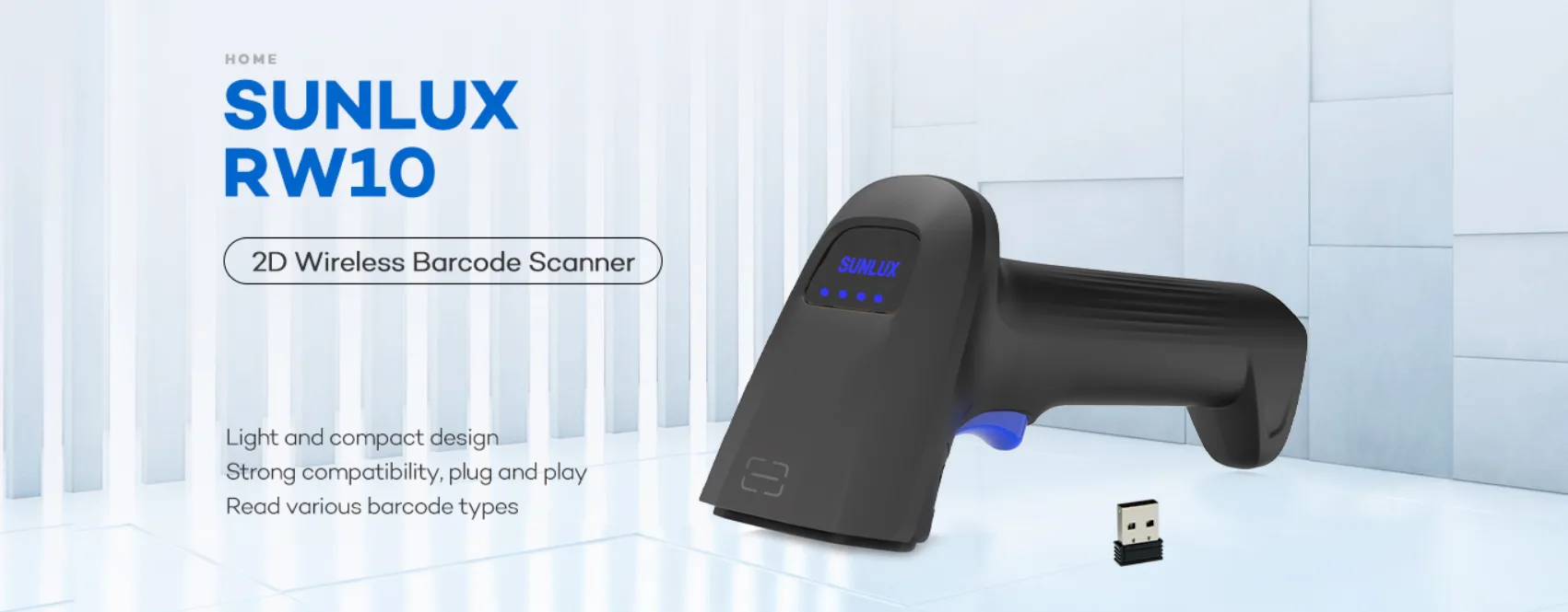 قارئ باركود ثنائي الأبعاد لاسلكي SUNLUX RW10