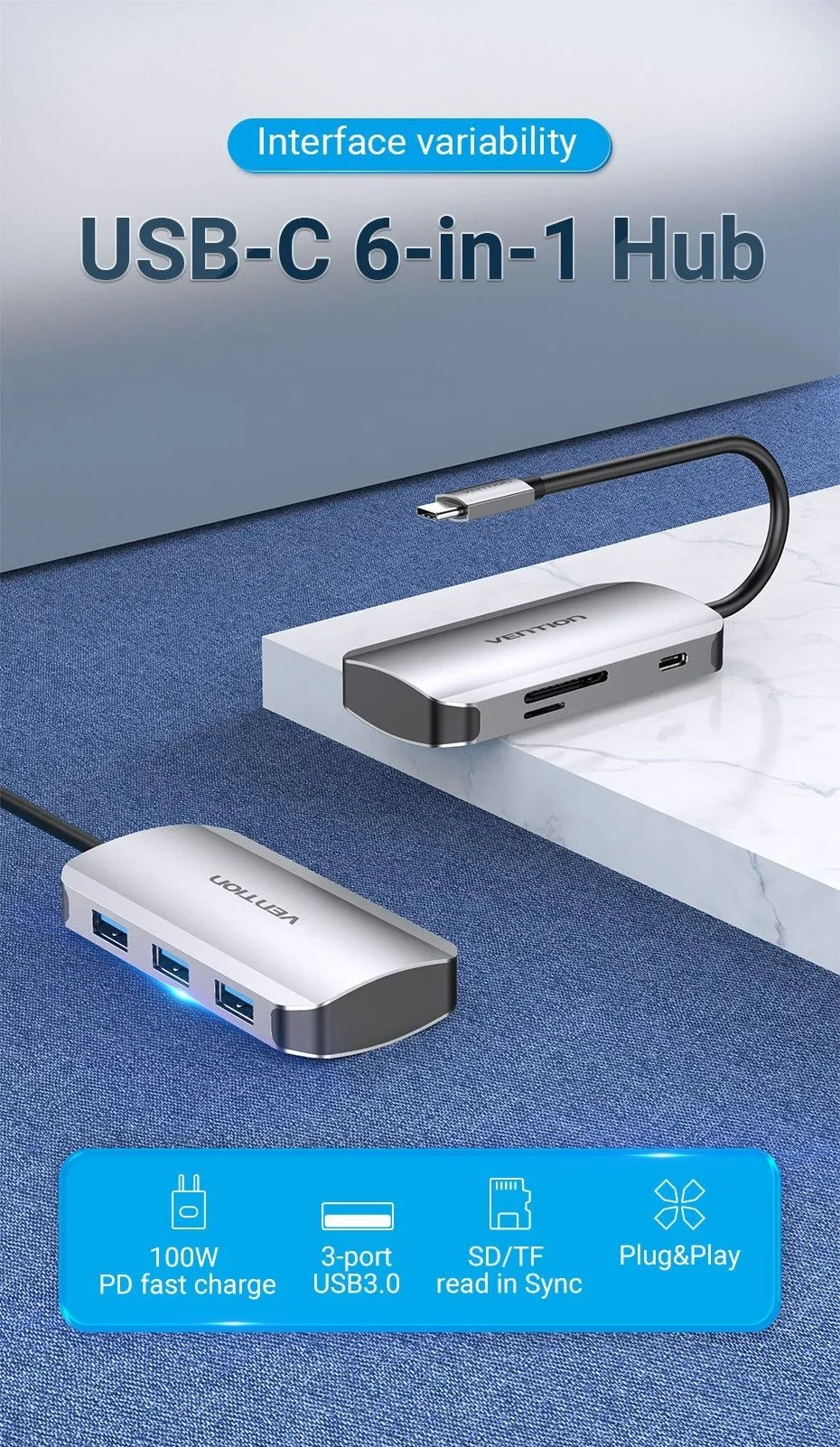 Vention 6-in-1 USB-C Hub - TNHHB