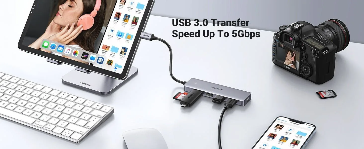 موزّع UGREEN من USB-C إلى أربعة منافذ USB-A 3.0 - 70336