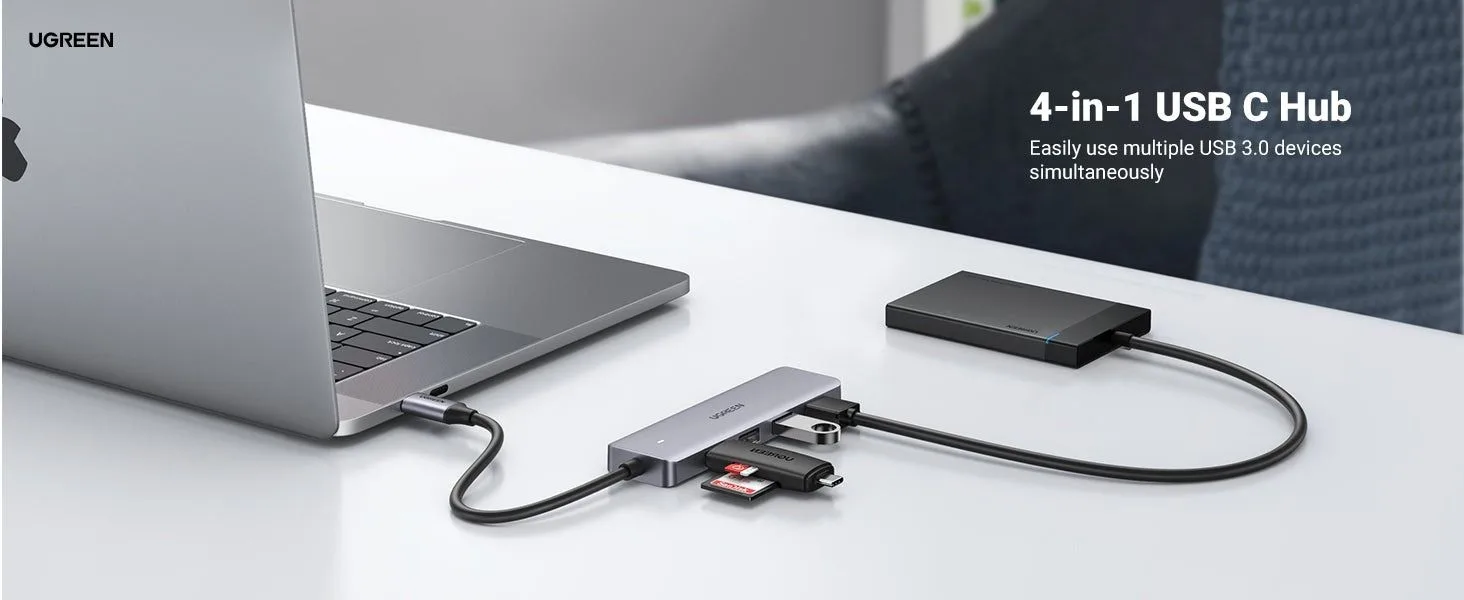 موزّع UGREEN من USB-C إلى أربعة منافذ USB-A 3.0 - 70336