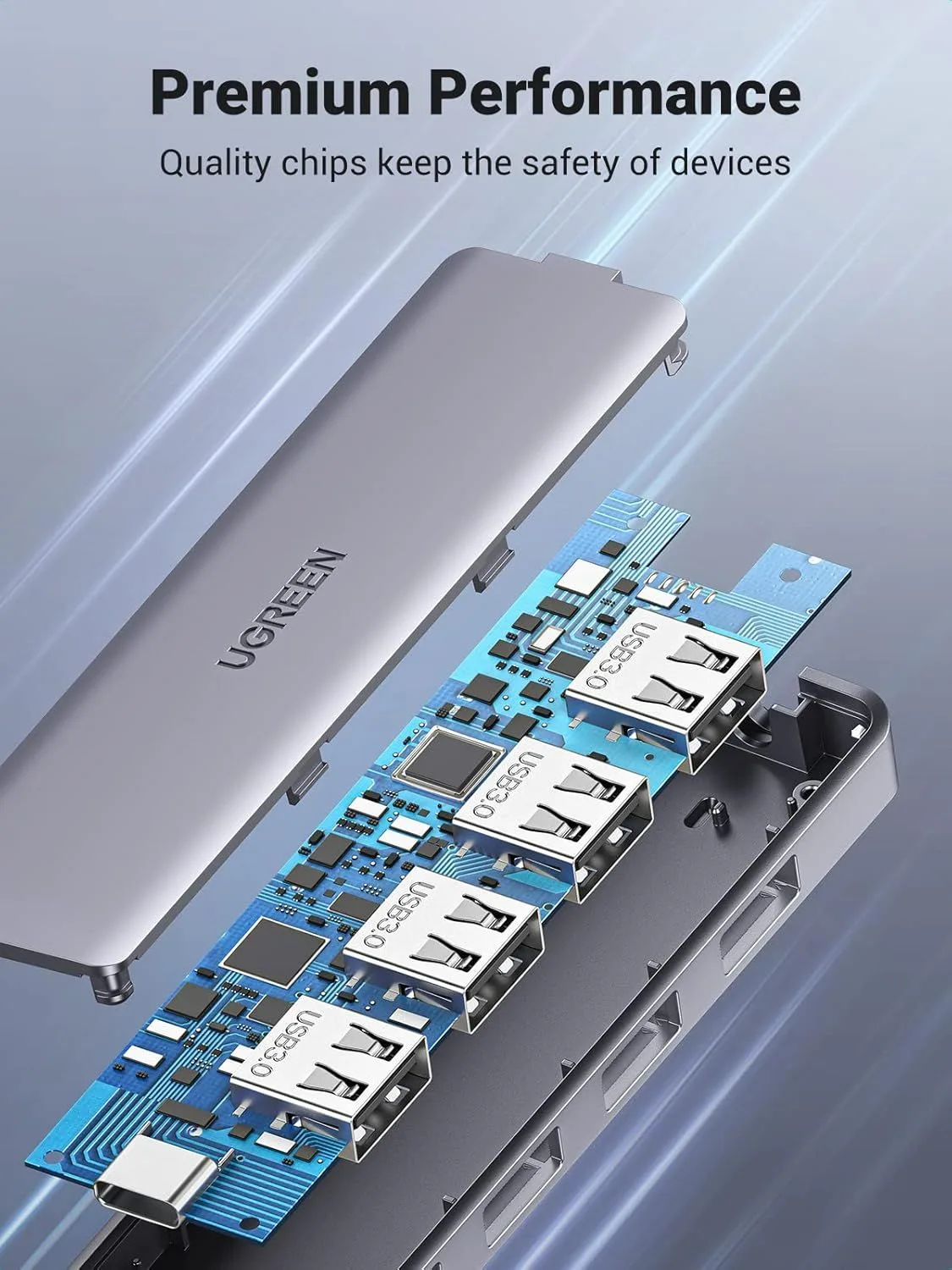 موزّع UGREEN من USB-C إلى أربعة منافذ USB-A 3.0 - 70336
