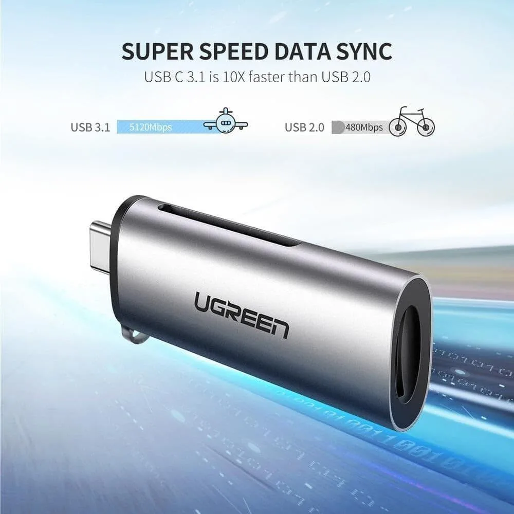 قارئ بطاقات UGREEN بمنفذ USB-C (TF/SD) - 50704