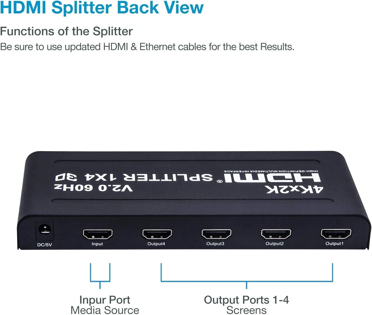 موزّع HDMI بدقة 4K من مدخل إلى 4 مخارج بجودة عالية - AYTC