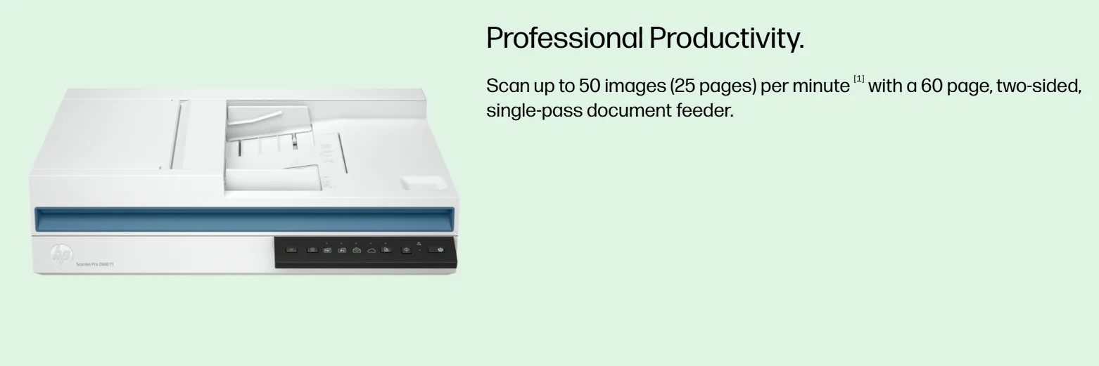 HP Scanjet Pro 2600 F1 Flatbed & ADF A4 Scanner – 20G05A