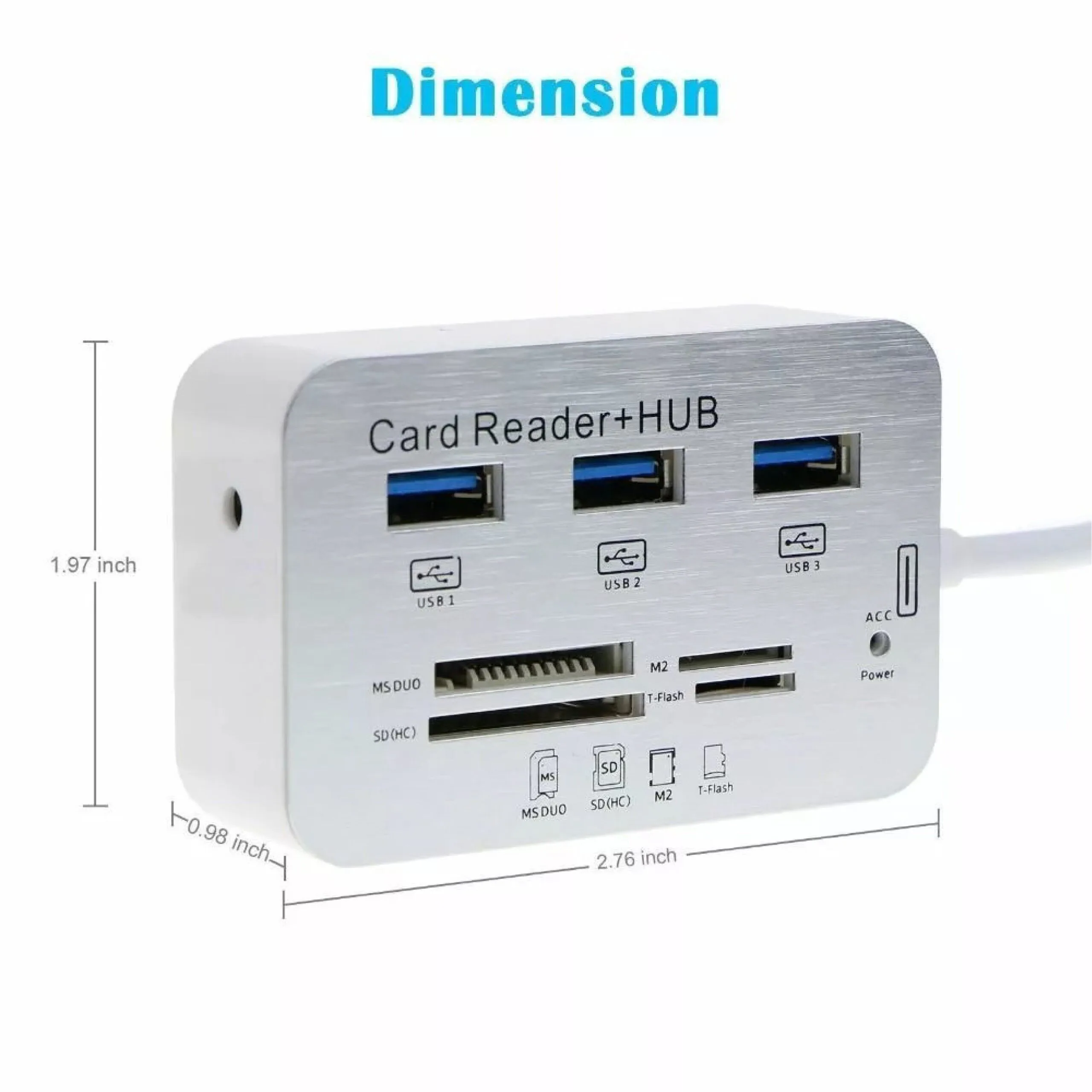قارئ بطاقات مع موزّع USB 3.0