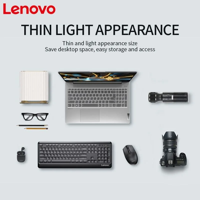 طقم كيبورد وماوس لاسلكي Lenovo KN102