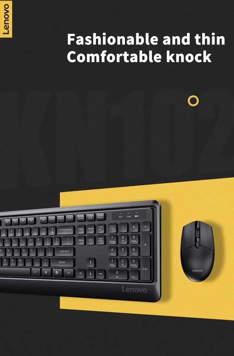 طقم كيبورد وماوس لاسلكي Lenovo KN102