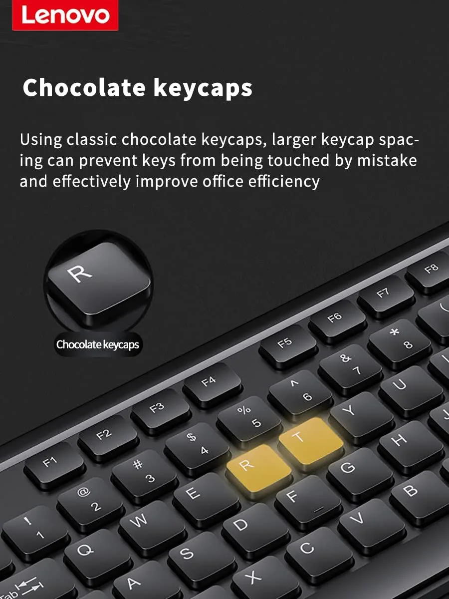 طقم كيبورد وماوس لاسلكي Lenovo KN102