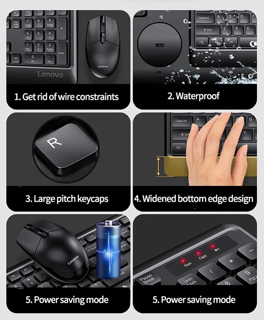 طقم كيبورد وماوس لاسلكي Lenovo KN102