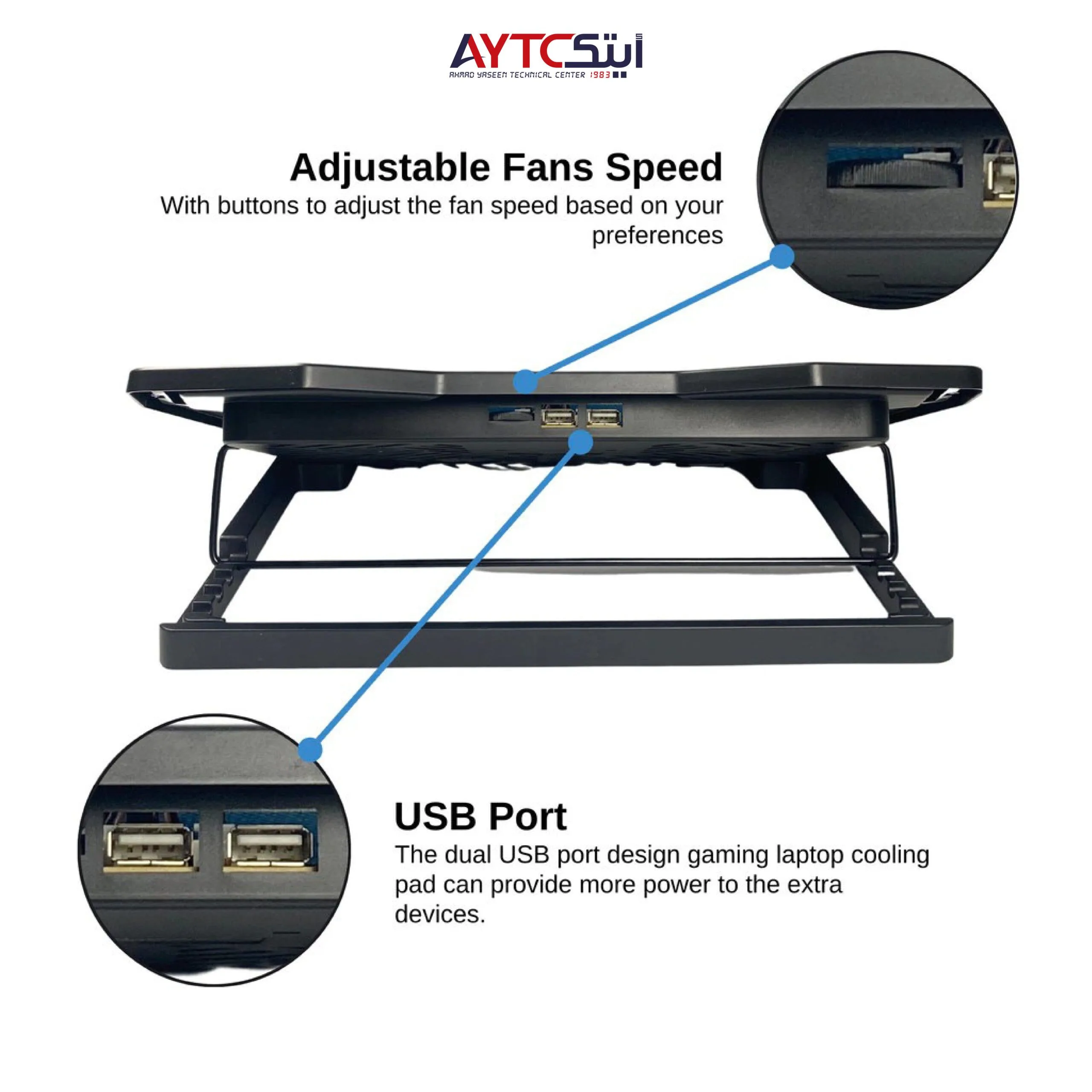 Adjustable Gaming Laptop RGB Cooling Pad