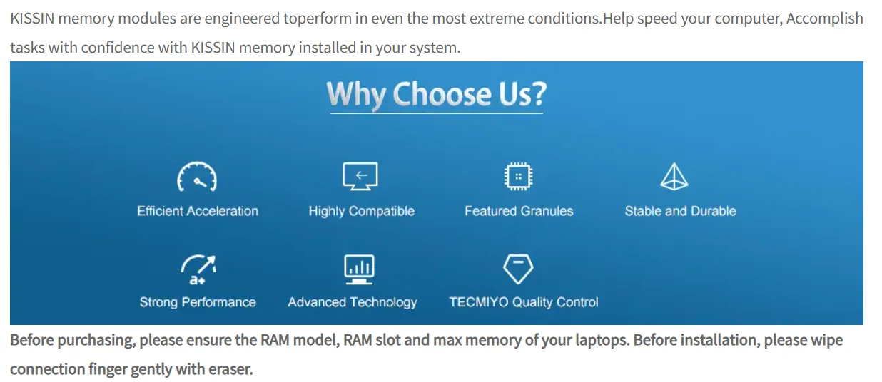 KISSIN 4GB DDR3-1600MHz PC3L Notebook Memory RAM