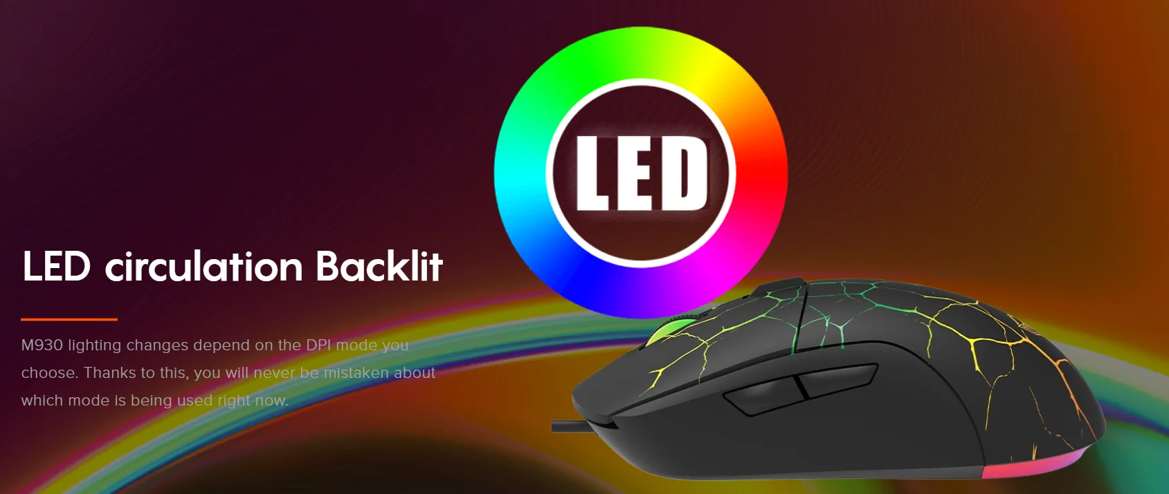 ماوس ألعاب Meetion M930 بإضاءة LED متغيرة