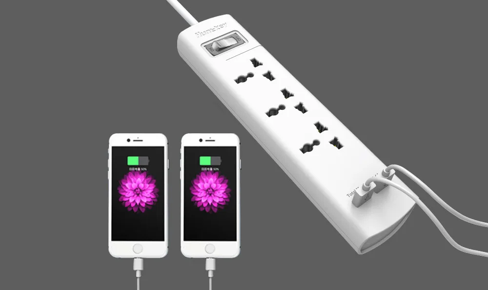 مشترك كهرباء Huntkey SZM307 UK بثلاثة مقابس عالمية 10 أمبير ومنفذي USB-A - طول 1.5 متر